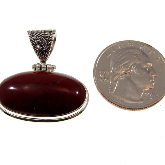 Handcrafted Solid 925 Sterling Silver & Carnelian Gemstone Pendant, Made in Bali - Picture 2 of 5